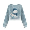 thumbnail image 5 of COEQINE Girls Crop Top for School Style, Long Sleeve Fall Winter Sweatshirt, Cute Party Casual Pullover with Loose Fit Christmas Cloth for Kids Age 5-6, Snowman Bunny Blue, 5 of 7