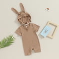 thumbnail image 2 of Bagilaanoe Newborn Baby Girls Boys One-pieces Short Sleeve Jumpsuit + Hat 3M 6M 9M 12M 18M Infant Romper Casual Clothing, 2 of 8