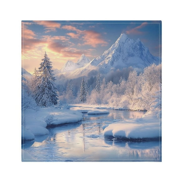 Napkin Satin Napkin 20*20Inchx1 Kitchen Towel Dinner Plate Towel Decorative Towel Napkin Tea Towel Suitable For Kitchen Table Picturesque Winter Snow