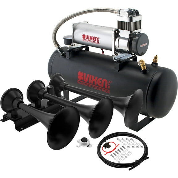 Vixen Horns Train Horn Kit for Trucks/Car/Semi. Complete Onboard System- 200psi Air Compressor, 2.5 Gallon Tank, 3 Trumpets. Super Loud dB. Fits Vehicles like Pickup/Jeep/RV/SUV 12v VXO8580/3418B