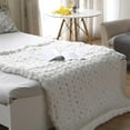thumbnail image 5 of Hand Knitted Chunky Blanket Throws:Weighted Knit Blanket Throw,Handmade Chunky Yarn Blanket for Sofa and Bedroom,Soft Thick Knit Throw Blanket,Fluffy and Cozy,47×70 Inch (White), 5 of 14