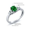 thumbnail image 5 of Gem Stone King 925 Sterling Silver Green Simulated Emerald and White Topaz Ring for Women (0.92 Cttw, Oval 6X4MM, Available in Size 5, 6, 7, 8, 9), 5 of 5