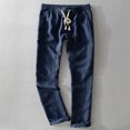 thumbnail image 1 of RWJDXD New Men‘s Linen Trousers Straight Tube Rope Solid Color Casual Linen Trousers Men Breathable, 1 of 6
