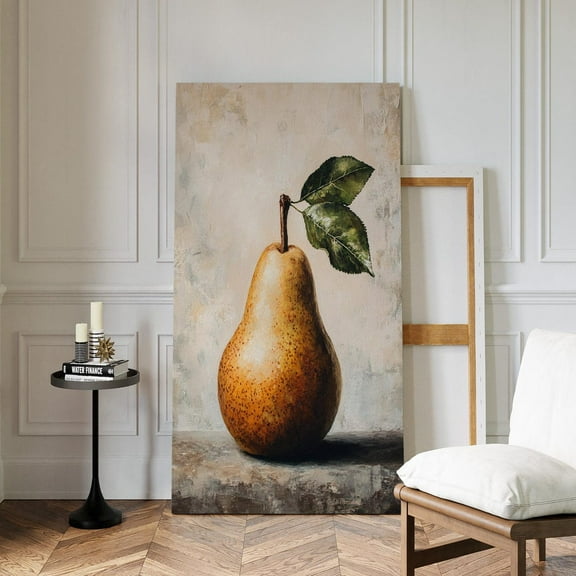 Golden Pear Still Life Art Print – Rustic Fruit Wall Decor, Vintage Botanical Kitchen Farmhouse Country Style Wall Art, Modern Wall Decor, 8x12 UNFRAMED