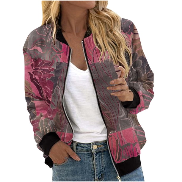 Chaquetas y abrigos casuales sin capucha de manga larga para mujer Sudadera holgada de manga larga con cremallera Chaqueta informal de béisbol de punto grueso Chaqueta de poliéster para mujer