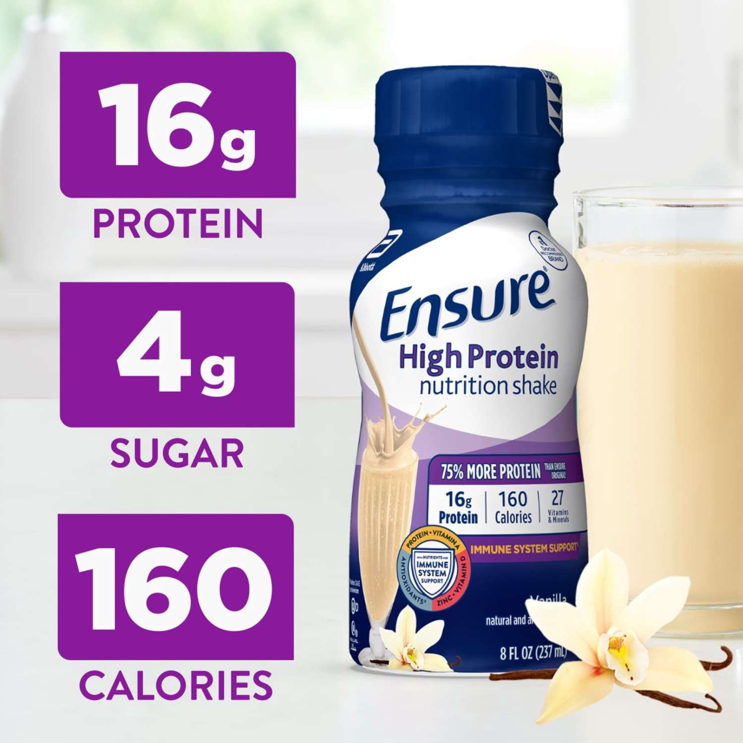 Ensure High Protein Nutrition Shake, Vanilla, 8 fl oz, 6 Count