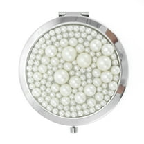 Unique Bargains 1 Pc Women Round Double-sided Makeup Mirror Silver Tone White