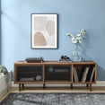 thumbnail image 2 of Media TV Stand Console Table, Walnut, Wood, Metal, Industrial Living Room Lounge Cafe Lobby Hospitality Restaurant, Modern Contemporary HB34582, 2 of 10