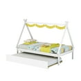 thumbnail image 4 of Twin Bed Frame with Trundle, UHOMEPRO Solid Wood Tent Floor Teepee Bed with Wooden Slats, Twin Size Platform Bed Frame, No Box Spring Needed, White, 4 of 10