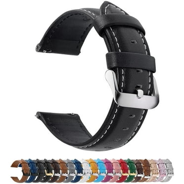 Zendure 20mm Watch Straps for Men and Women, Leather Replacement Strap Compatible for Samsung Galaxy Watch 3 41mm, Galaxy Watch 42mm, Huawei Watch 2/Pro, Garmin Vivoactive 3, Black