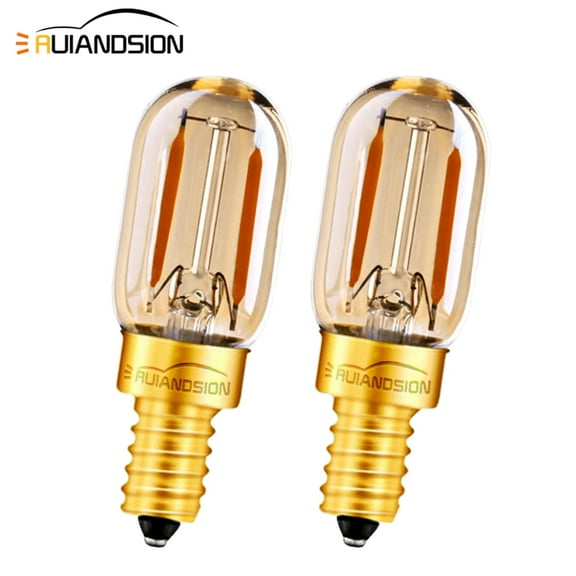 Ruiandsion LED Bulb E12 Warm White 2 LED Filaments 12-24V AC/DC 1W 100 LM 2200K 360-Degree Illumination for Vintage Decor and Holiday Lighting,2 Pcs