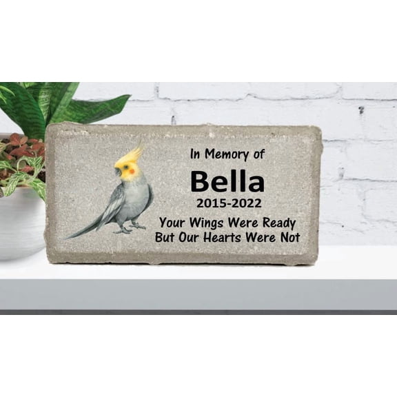 Cockatiel Memorial Stone - Your wings were ready - Real Stone Personalized by$$Garden & Patio