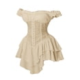 thumbnail image 6 of NordicNest Women's Off Shoulder Corset Dress Ruffle Hem Lace Up Mini Dress Gothic Outfits for Halloween, 6 of 7