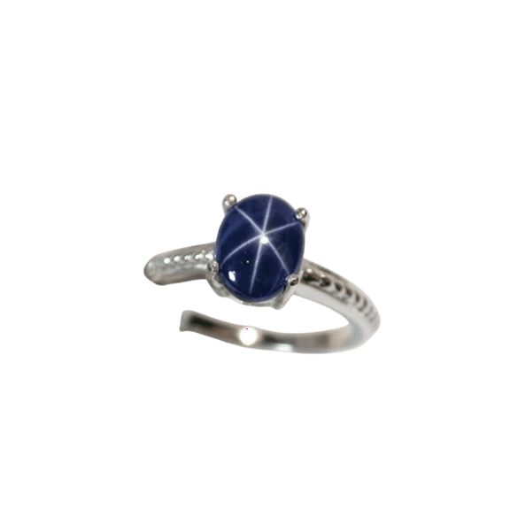 thejewelryart Handmade Blue Star Sapphire Ring 3.20 ct 925 Sterling Silver Oval Cut Gems Women Jewelry Ideal for Special Occasions Silver 3