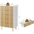 thumbnail image 3 of Commode à 5 Tiroirs – Chiffonnier Moderne en Bois avec Poignées Dorées, Armoire de Rangement Haute pour Chambre, Salon, Garde-Robe, Couloir Ou Entrée, 3 of 7