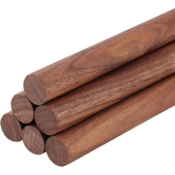 Walnut Wood Sticks Round Dowel Rod for Braiding Tapestry Column Coconut Brown 15.1x1.8cm
