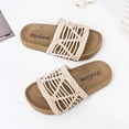 thumbnail image 5 of Girls Kids Woven Slide Sandals Breathable Lightweight Non Slip PU Sole Summer Beach Shoes Beige,Size 6 T, 5 of 9