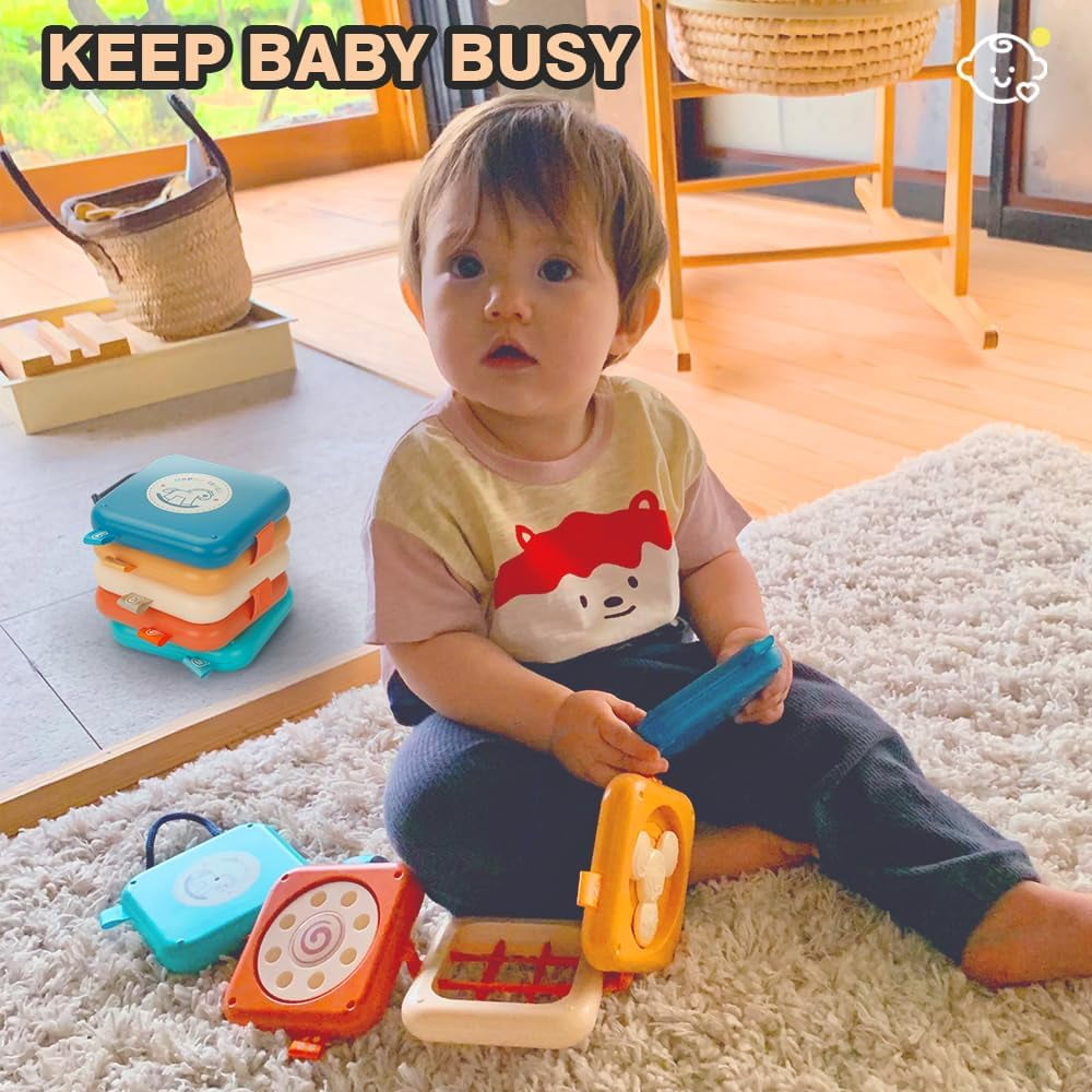 HYPERLIVING Baby Busy Board for 1 Year Old, Montessori Toys Toddler Toys Travel Activities Busy Cube Gifts Baby Boy Girl My First Montessori Busy Board