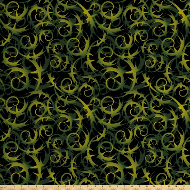 Vines Fabric by The Yard, Rhythmic Abstract Ivy Grape Leaves Print in