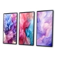 thumbnail image 3 of Designart "Red Blue Ink Waves Pure Abstraction III" Abstract Liquid Ink Framed Wall Art Set Of 3 - Purple Modern Frame Gallery Set For Office Decor, 3 of 6