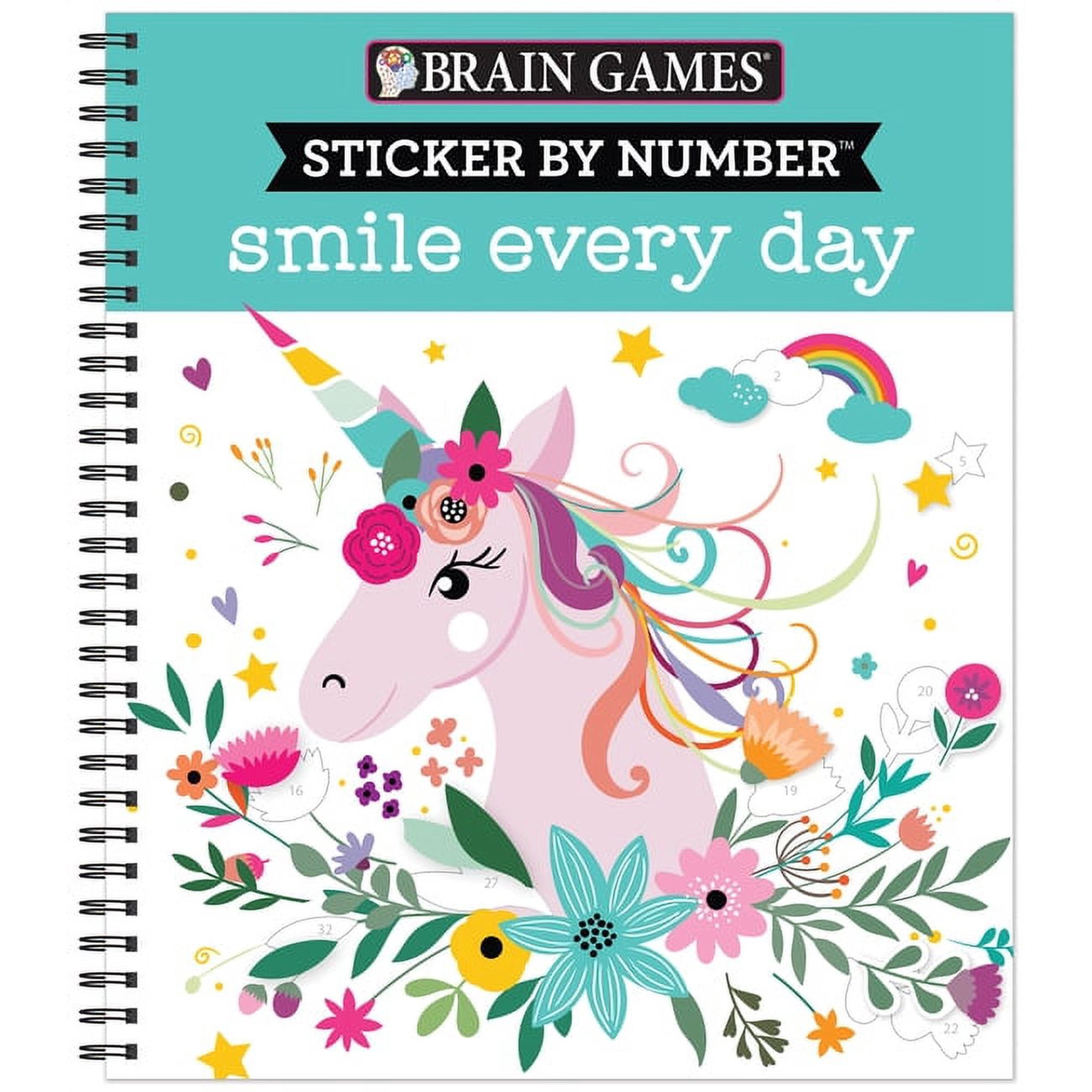 Brain Games - Sticker by Number Brain Games - Sticker by Number: Smile Every Day, (Spiral-Bound)