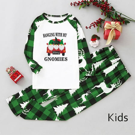 

Uorcsa Cute Casual Christmas Comfy Women Tops+Pants Funny Print Pajamas Parent-child clothing Green