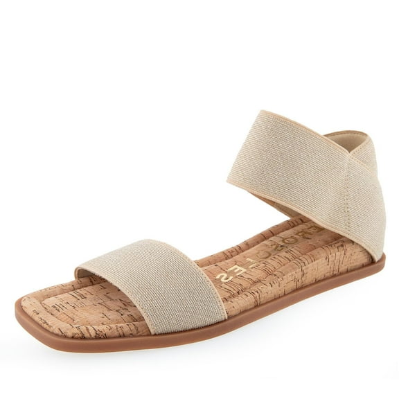 Aerosoles Women's Bente Flat Sandal 8.5 Wide, Soft Gold Elastic