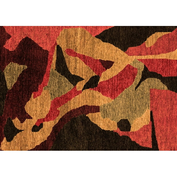 Ahgly Company Indoor Rectangle Oriental Orange Modern Area Rugs, 2' x 3'