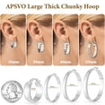 thumbnail image 4 of APSVO 4 Pairs 18K White Gold Plated Hoop Earrings for Women S925 Sterling Silver Post Hypoallergenic Earrings Set Birthday Graduation Jewelry Gifts Her Mom Girlfriend Ideas 20/30/40/50MM, 4 of 6