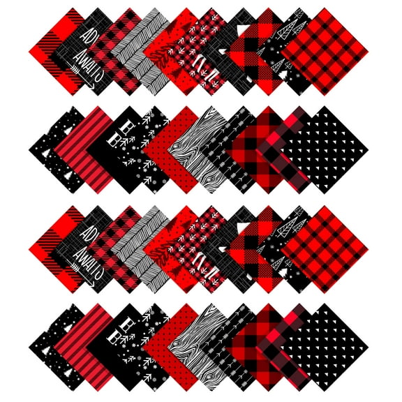 Soimoi Check Print Precut 5-inch Cotton Fabric Quilting Squares Charm Pack DIY Patchwork Sewing Craft-Red
