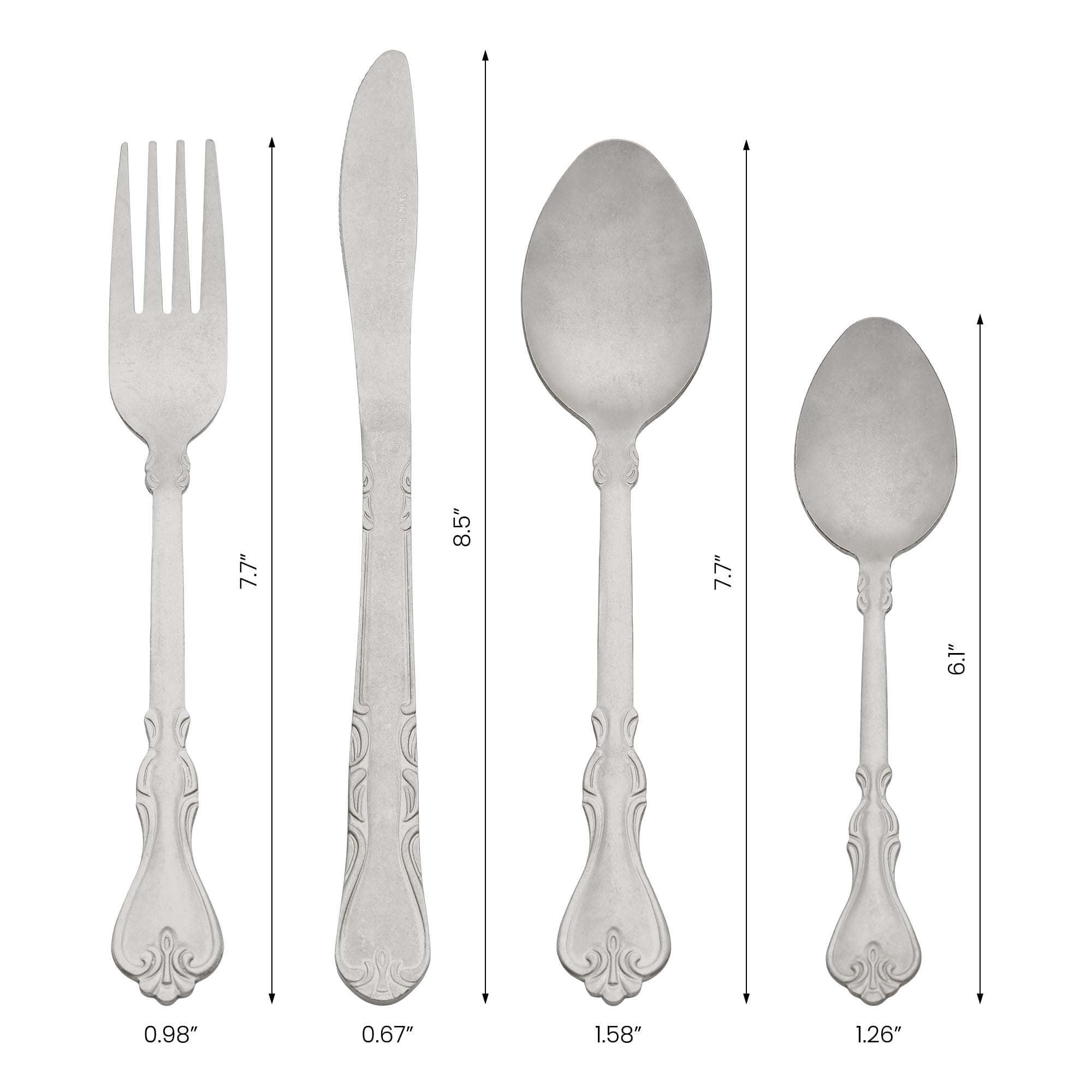 Unique Bargains Durable and Elegant Stainless Steel Silverware Set Silver 4pcs
