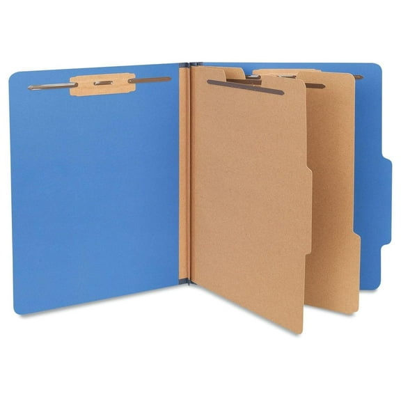 UNV10410 2.5 in. Expansion 2 Dividers 6 Fasteners Letter Size Six-Section Pressboard Classification Folders - Blue (10/Box)