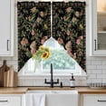 thumbnail image 6 of Black Spring Floral Swag Curtains for Kitchen/Bedroom/Living Room, Elegant Pastoral Flowers Birds Retro Art Scalloped Curtains 63 Inch Long, Window Swag Topper Curtains Valances 2 Panels Set 36"x63", 6 of 8