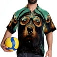 thumbnail image 4 of Retro Dog Men's Hawaiian Printed Short Sleeve Button Down Casual Beach Shirt's, Unisex, 4 of 6