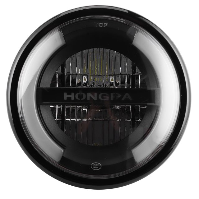 Delantero Universal 7in Vintage LED Faro Alto Haz Bajo Luz De Circulación Diurna Anillo Señal De Giro Para Motocicleta Carcasa Negra Brillante ZAQW Carcasa negra brillante.