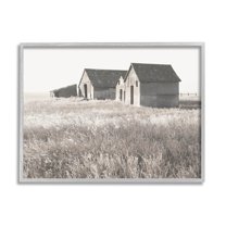 Rural Barn Grassland Field Landscape Photograph Gray Framed Art Print Wall Art