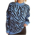 thumbnail image 2 of Abomasnow Plus Size Sweaters for Women Fall Winter Zebra Print Long Sleeve Knitted Pullover Tops S-L, 2 of 5