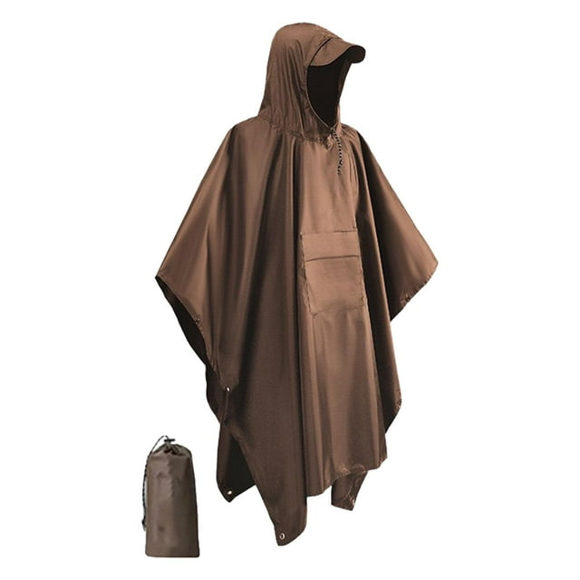 Poncho De Lluvia Con Capucha Chaqueta Impermeable Portátil Para Mochilero Marrón