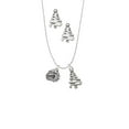 thumbnail image 2 of Delight Jewelry Silvertone Small Bulldog - Mascot Silver tone Zig Zag Christmas Tree Charm Necklace and Stud Earrings, 2 of 4