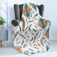 thumbnail image 4 of Boho Soft Flannel Fleece Throw Blanket, Tribal Bohemian Bird Feather Patterns with Geometric Square Vintage Motifs, Cozy Plush for Indoor and Outdoor Use, 50" x 60", Teal Orange Black, by Ambesonne, 4 of 5
