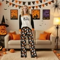 thumbnail image 5 of Halloween Pajama Set Long Sleeves and Pants Two-Piece Set Holiday Pajamas Cute Pumpkin Ghost Spider Skull Print Pajamas Pajamas Unisex Couple Outfit Family Pajamas,Man L, 5 of 6