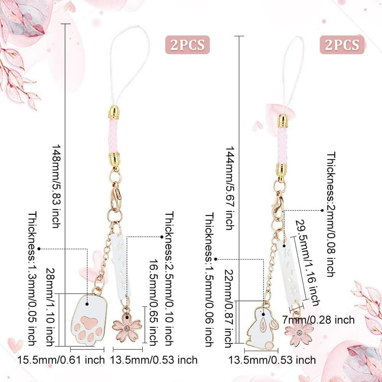 4Pcs Japanese Sakura Phone Charms Straps Phone Pendant