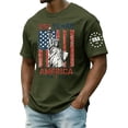 thumbnail image 3 of Men's 250 Years of Freedom Patriotic T-Shirt with Liberty Statue and USA Flag Graphic and Short Sleeves Featuring Crew Neck Design Army Green L, 3 of 6