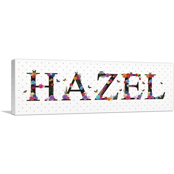 ARTCANVAS HAZEL Girls Name Room Decor Canvas Art Print - Size: 48" x 16" (1.50" Deep)