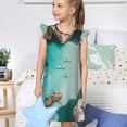 thumbnail image 4 of Fotbe Turquoise Beach Kayaking Vestido de Dormir para Niñas de 3 a 10 Años, Mangas Cortas, Estilo Princesa, Pijama Camisón con Mangas Voladas-X-Large, 4 of 6
