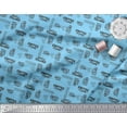 thumbnail image 3 of Soimoi Blue Cotton Duck Fabric Coffee Time Text Decor Fabric Printed Yard 42 Inch Wide, 3 of 5