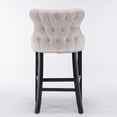 thumbnail image 6 of Smilegend Set of 2 Velvet Upholstered Barstools, Wingback Counter Height Chairs with Button Tufted Backrest, Wooden Legs and Chrome Nailhead Trim, Modern Leisure Bar Chairs (Beige), 6 of 8