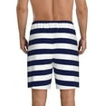 thumbnail image 3 of Gaeub Navy Blue And White Stripes Printed Men's Short Pajama Pants, Lightweight Lounge & Sleep Bottoms Keep You Cool - XX-Large, 3 of 9