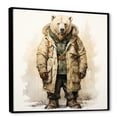 thumbnail image 2 of Designart "Bear in a Parka" Animals Framed Wall Art - Traditional Brown Bear Living Room Framed Canvas Art, 2 of 6