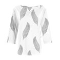 thumbnail image 6 of Summer Tops for Women Women's Stand Collar 3/4 Sleeve Printed Top T-shirt, 6 of 6